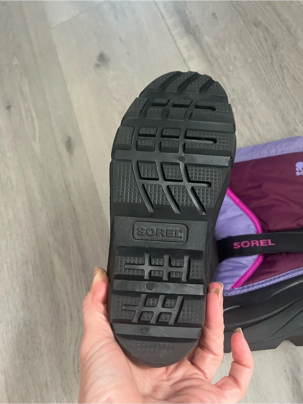 Sorel Kids Purple and Maroon Snow Boots with Black Soles